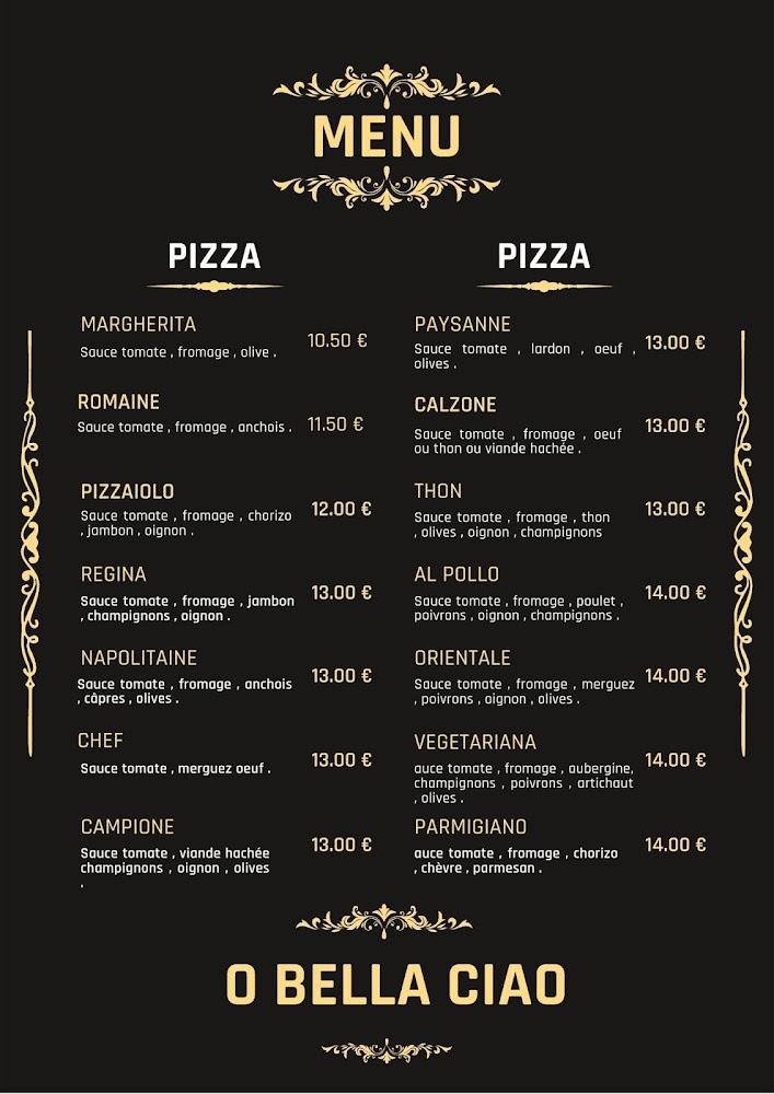 Restaurant O Bella Ciao (Traditionnel Italien) - Menu Image 1